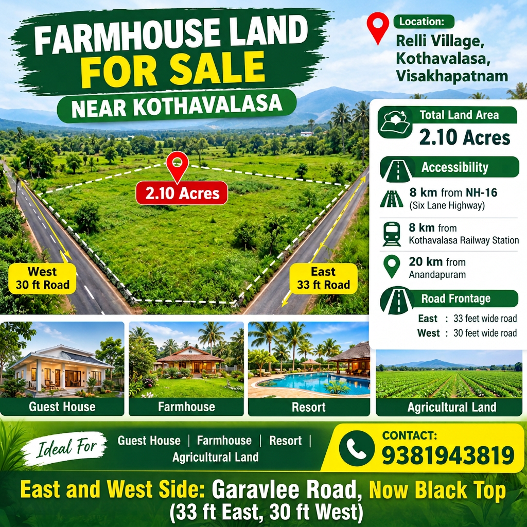 FarmHouse Plots/Lands for Sale in Vizag,Resort Plots/Lands for Sale in Vizag,Guest House Plots/Lands for Sale in Vizag