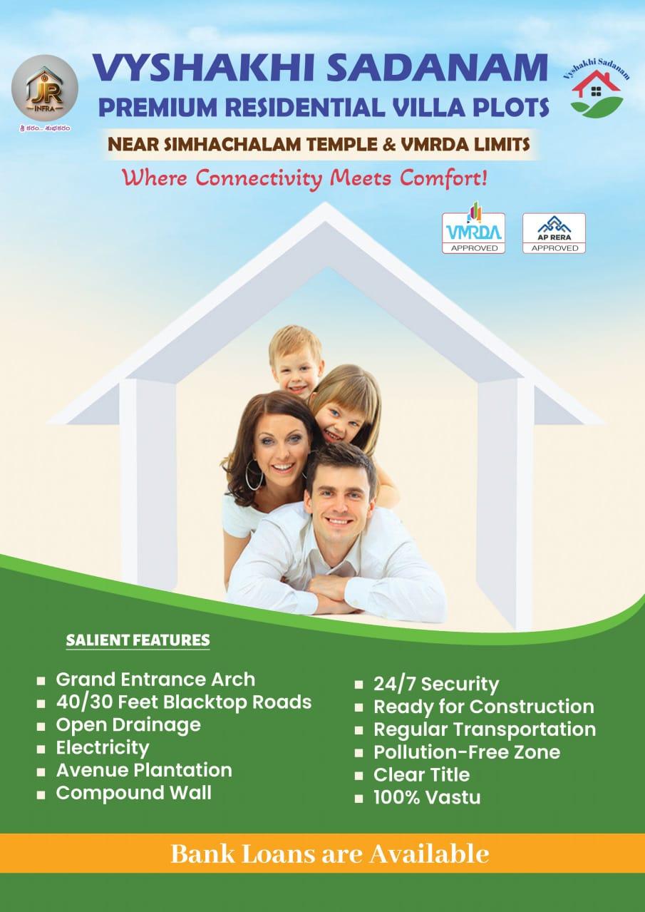 Vyshakhi Sadanam plots for sale, Residential villa plots near Simhachalam, VMRDA plots near Adavivaram