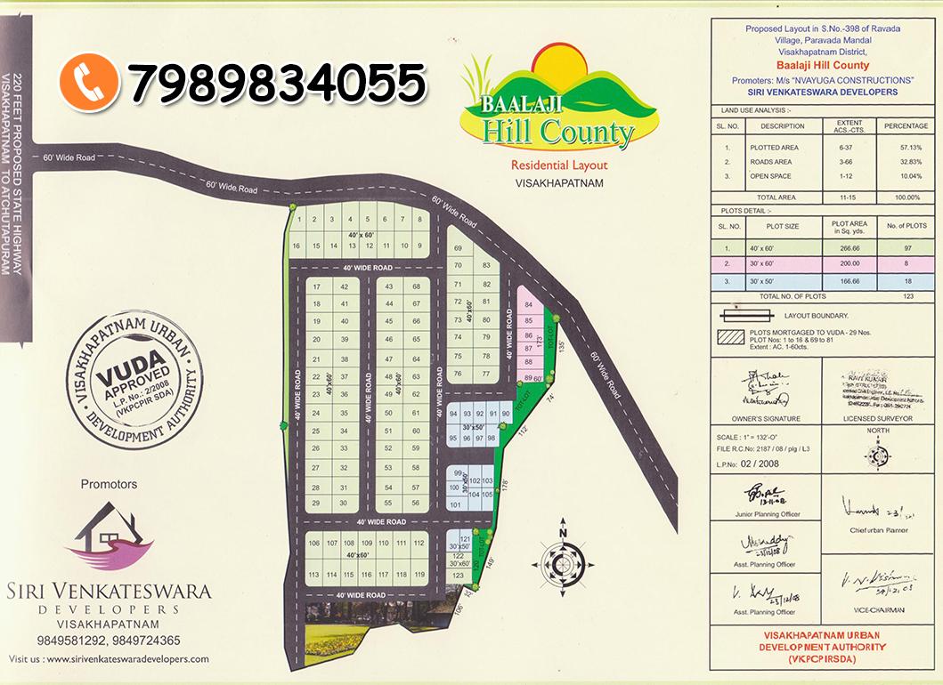 BALAJI HILL COUNTY, Parawada plots for sale ,Residential land in Parawada