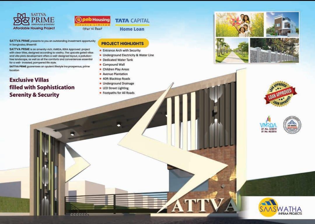 VUDA approved plots in Bheemili Gated community plots in Bheemili ,SATTVA PRIME PLOTS FOR SALE,