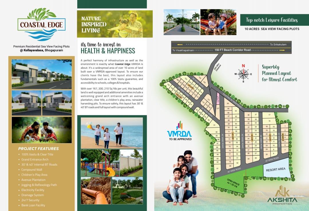 plots in Bhogapuram ,VMRDA approved plots in Bhogapuram,  AKSHITA PROPERTIES Coastal Edge,  Bhogapuram Beach corridor plots