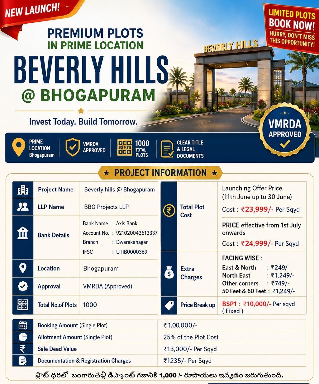 BEVERLY HILLS BHOGAPURAM, PLOTS IN BHOGAPURAM