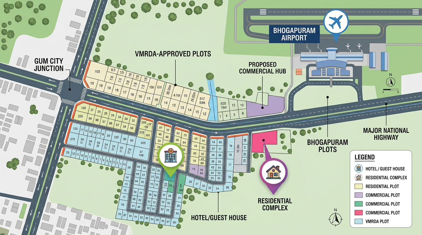 Golden Palm’s VMRDA-Approved Layout Plots in Bhogapuram ,
