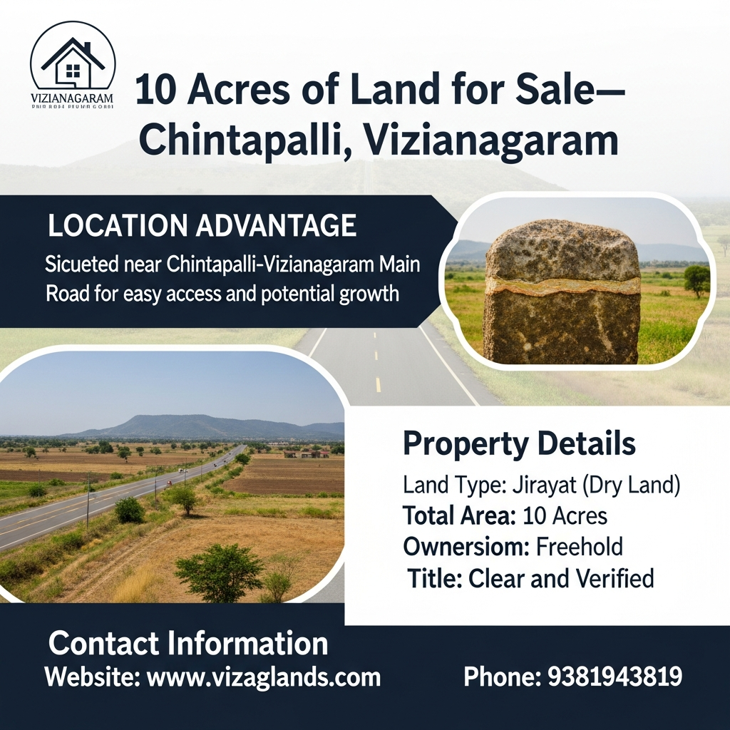 Land for Sale Vizianagaram ,10 Acres of Land for Sale—Chintapalli, Vizianagaram