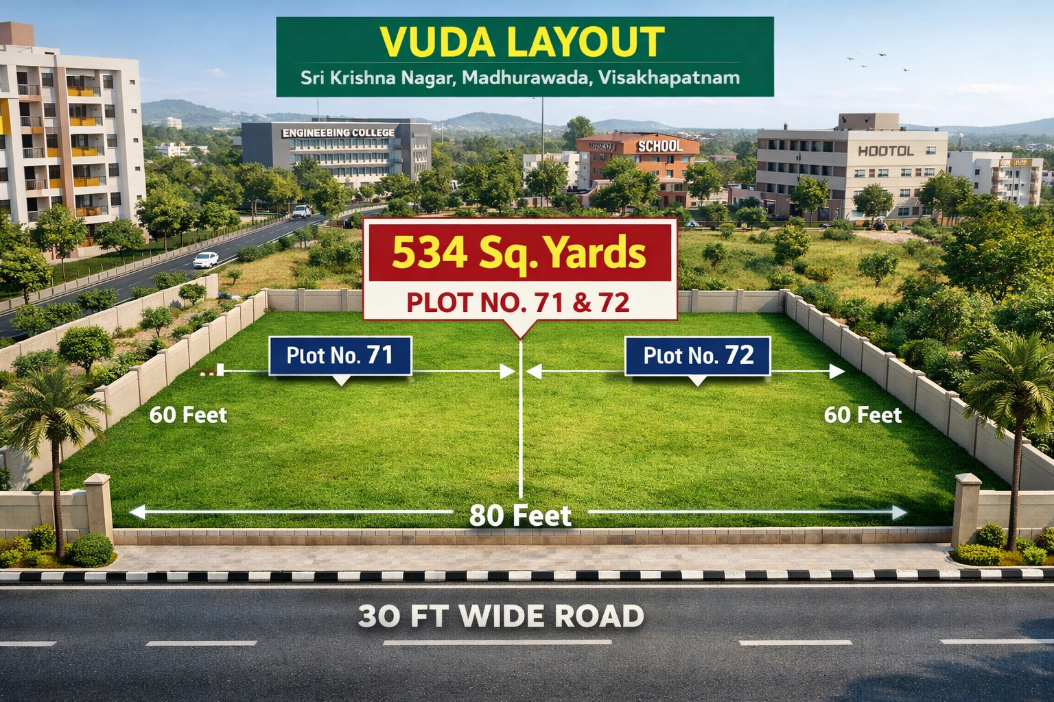 Plots for sale in Madhurawada  Residential plots in Madhurawada,Sri Krishna Nagar Layout  Plots Sale
