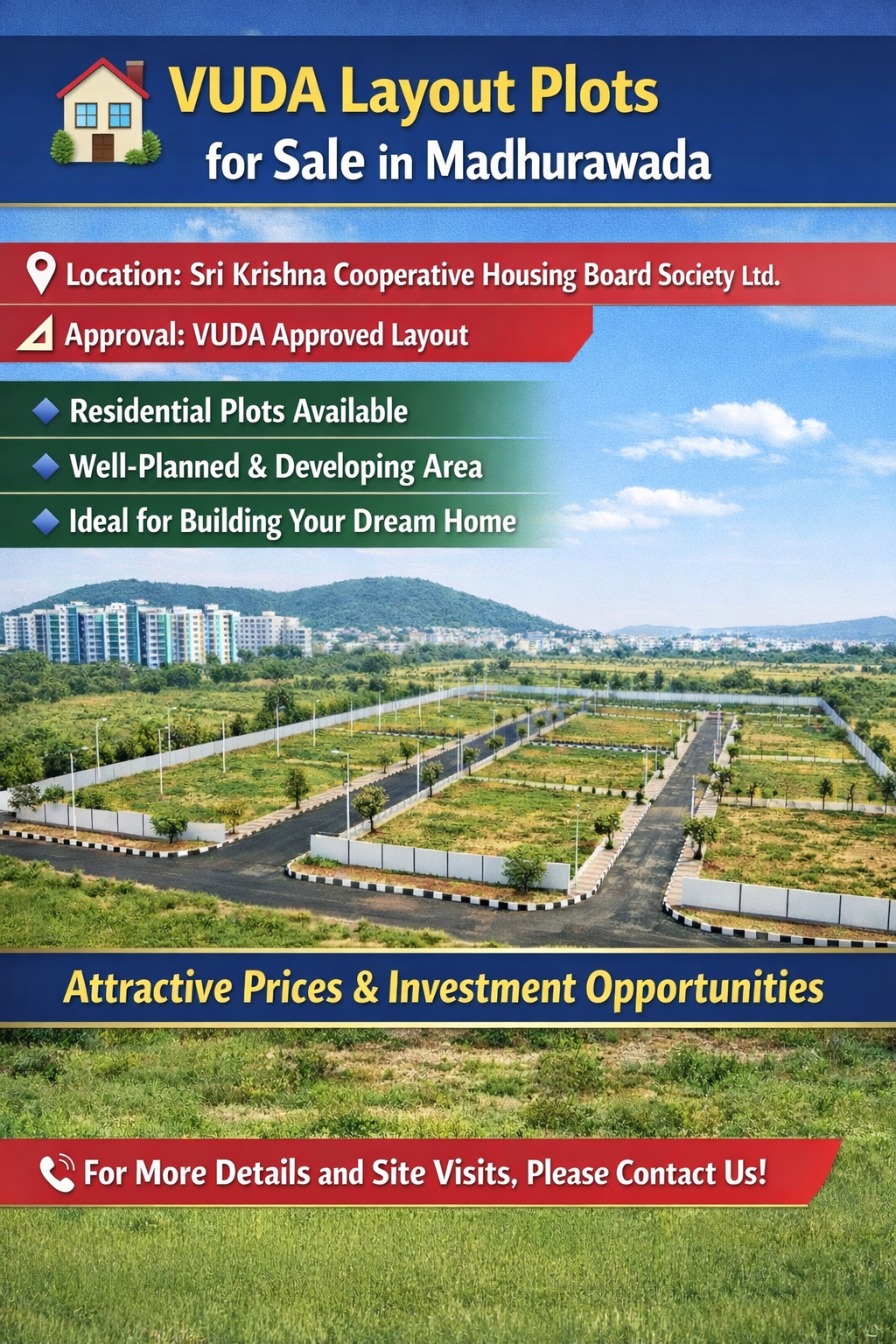Sri Krishna Cooperative Housing Board Society Ltd ,   Plots in Madhurawada Vizag, Premium Residential Plots for Sale Madhurawadada