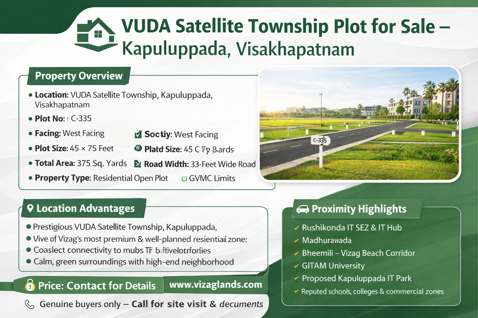 VUDA Satellite Township, Kapuluppada, Visakhapatnam, Plot for Sale – Kapuluppada, Visakhapatnam